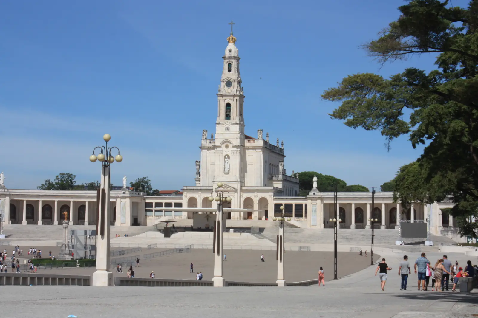 The Basilica of Our Lady of the Rosary and its colonnade at the Sanctuary of Fátima