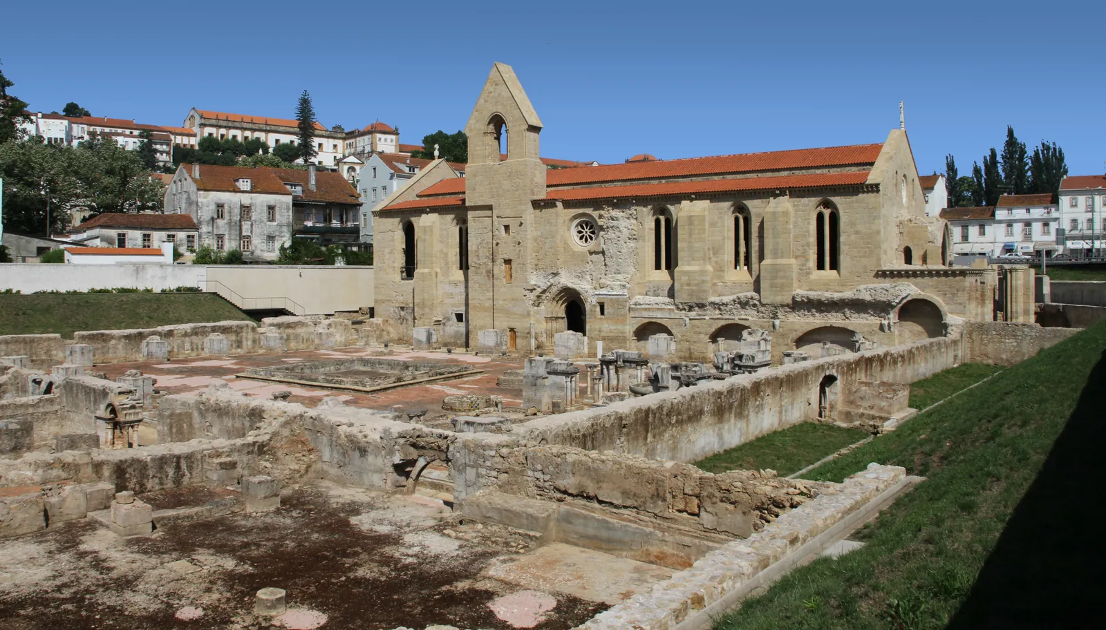 The Gothic church and excavated cloister ruins of the Monastery of Santa Clara-a-Velha on the Mondego bank